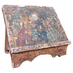 Antique 18th Century Polychrome Wooden Bookrest