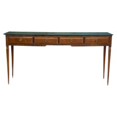 Vintage 40s Green Marble and Wallnut Wood Console Table Design Attributed to Paolo Buffa