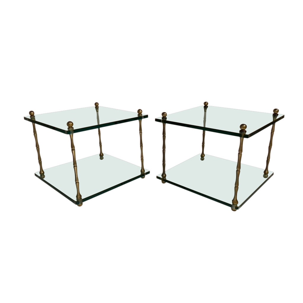 MidCentury Italian Brass and Glass Side Tables at 1stDibs