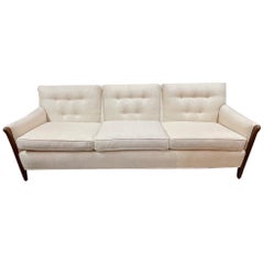 Italian Vintage Sofa with Tufted Upholstery and Walnut Arms