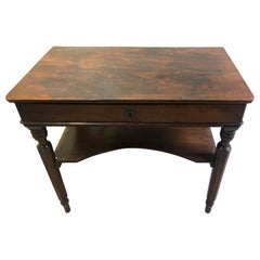 Italian Desk Solid Walnut with Drawer, Original from the End of the 19th Century