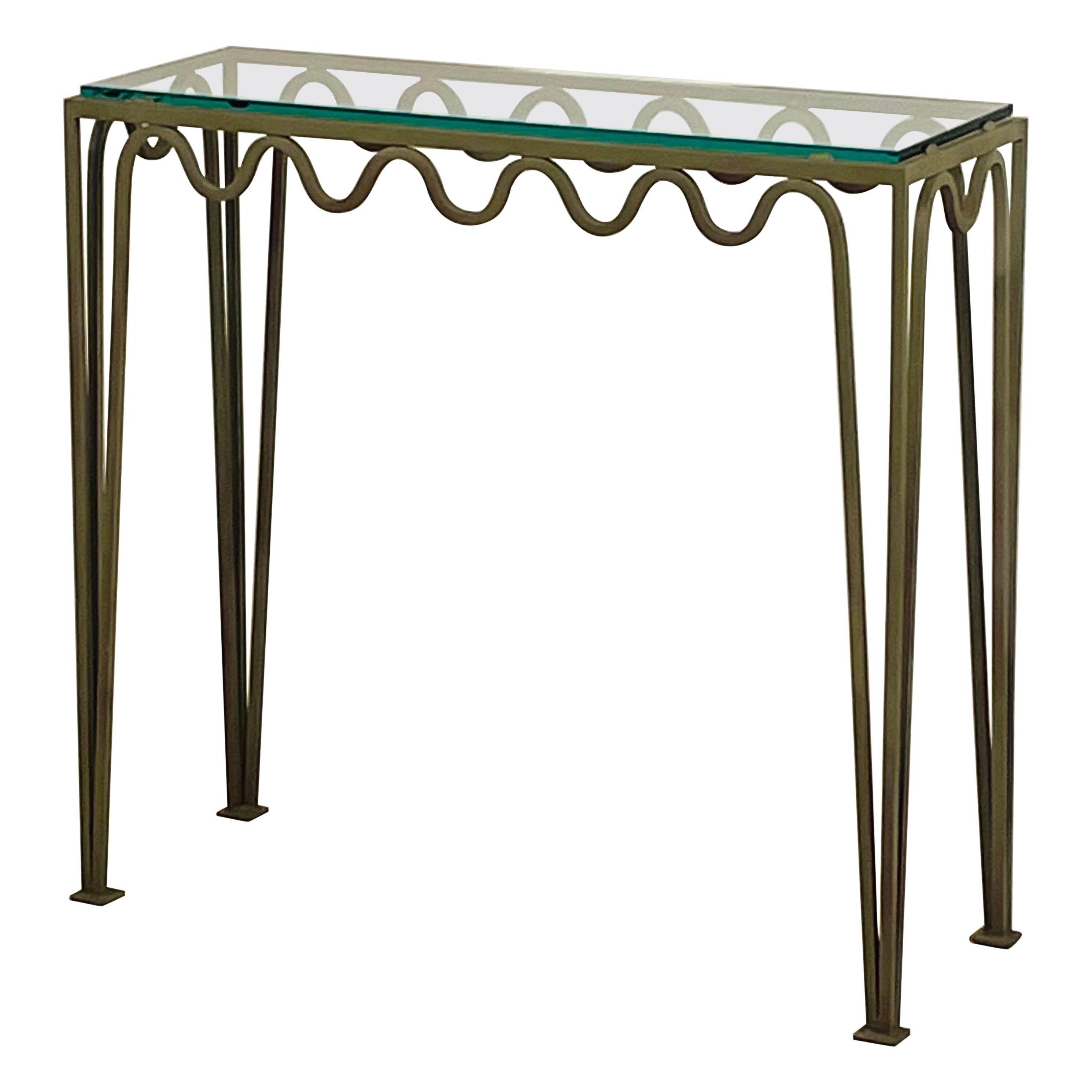 Chic Verdigris 'Meandre' and Glass Console by Design Frères For Sale