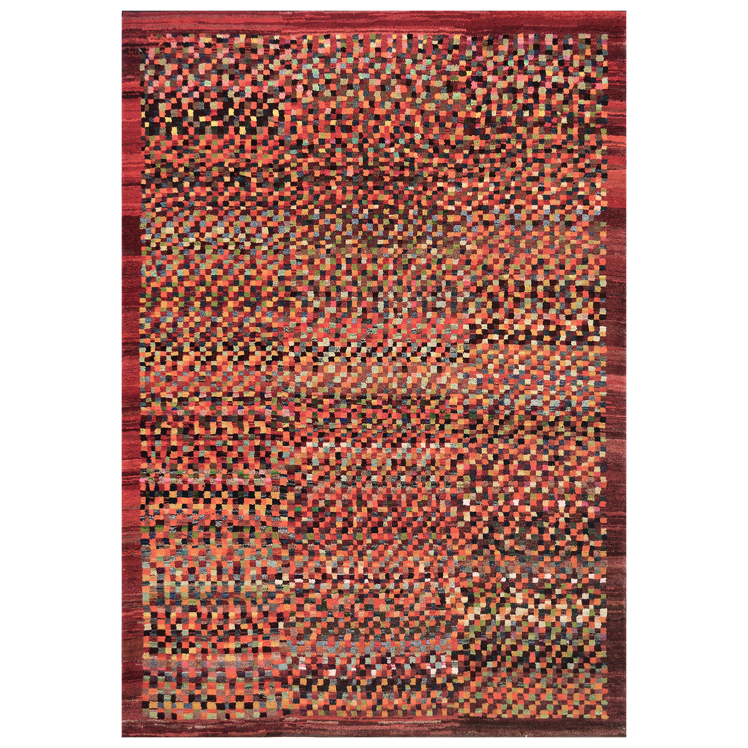 Handwoven Deep-Pile Colorful Contemporary Deco Rug