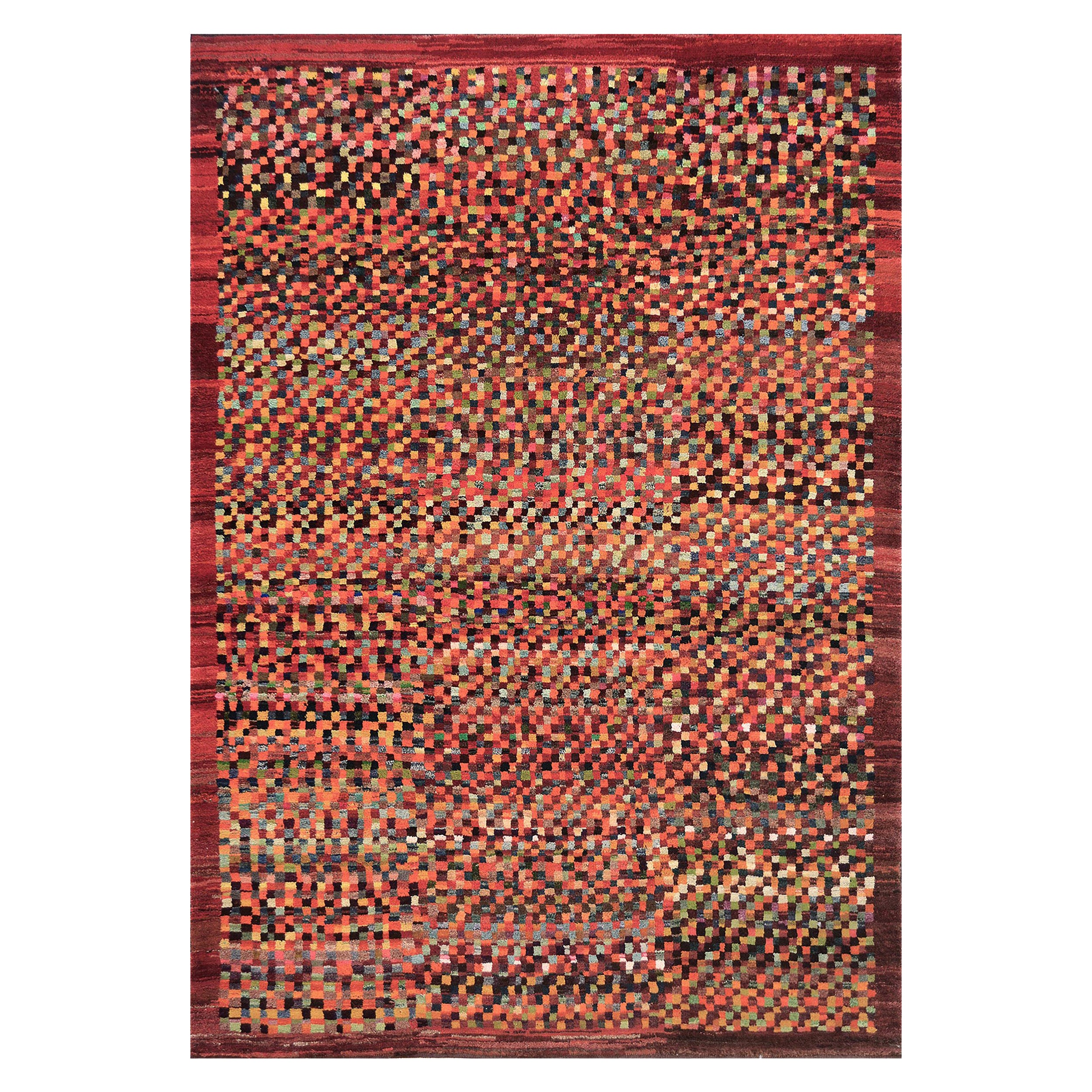 Handwoven Deep-Pile Colorful Contemporary Deco Rug