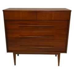 Mid Century Five Drawer Walnut Dresser