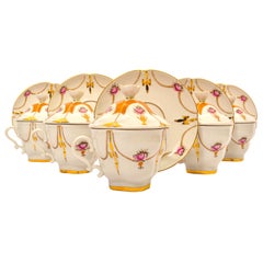 Vintage Set of Six Russian Imperial Lomonosov Porcelain Covered Tea Set Cups