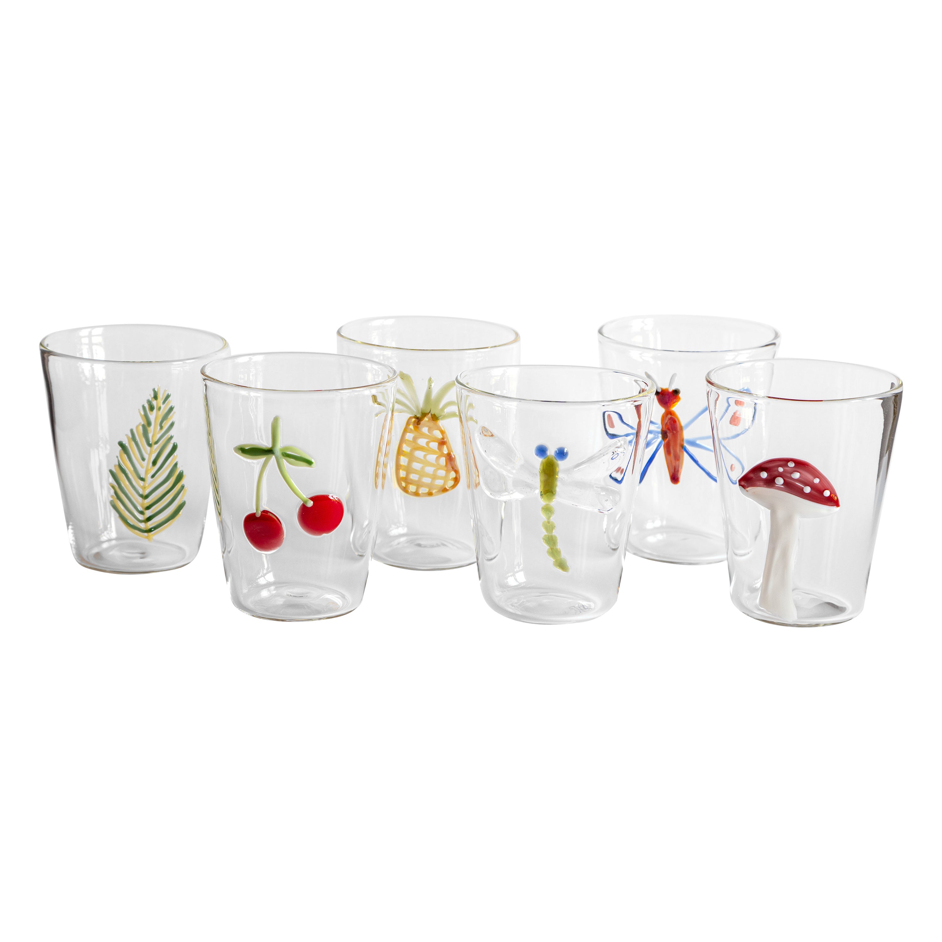 Cabinet de Curiosités, Contemporary Blown Water Glass with Decorative Details For Sale