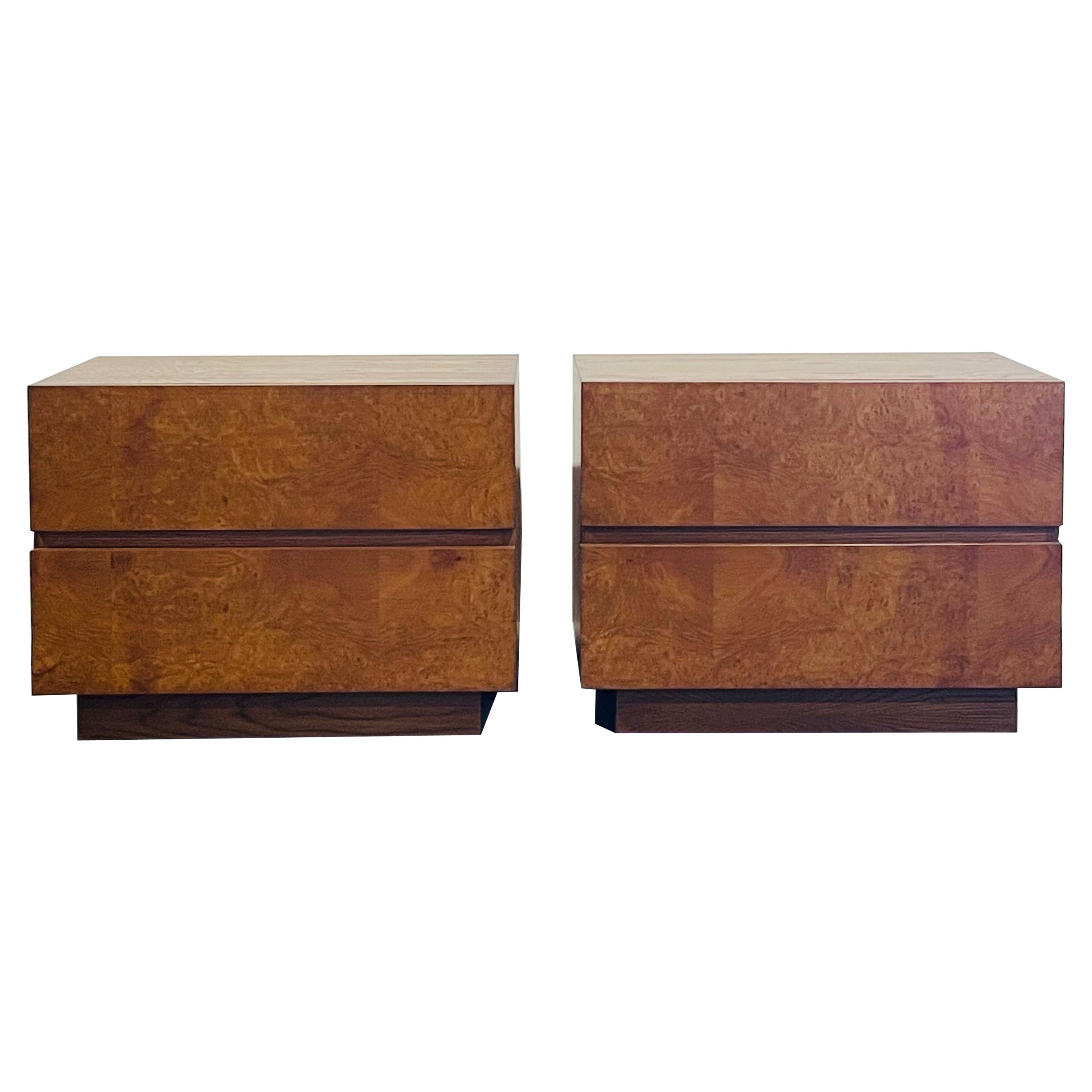 Pair of 'Amboine' Burl Wood Night Stands by Design Frères