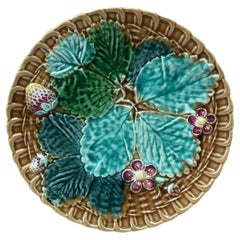Majolica Flowers and Leaves Plate Clairefontaine, circa 1890