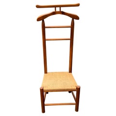 Retro Men’s Valet Chair with Rush Seating and Wooden Frame