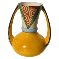 Art Deco Gold Castle Japanese Colorful Geometric Vase