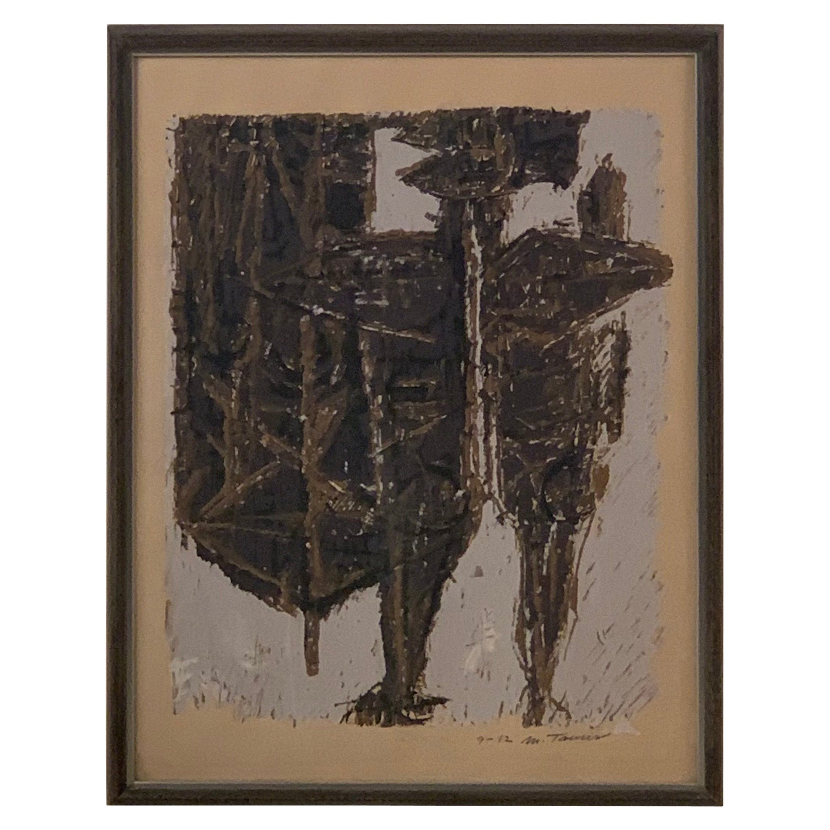 Signed and Numbered Framed Brutalist Print by Moshe Tamir For Sale