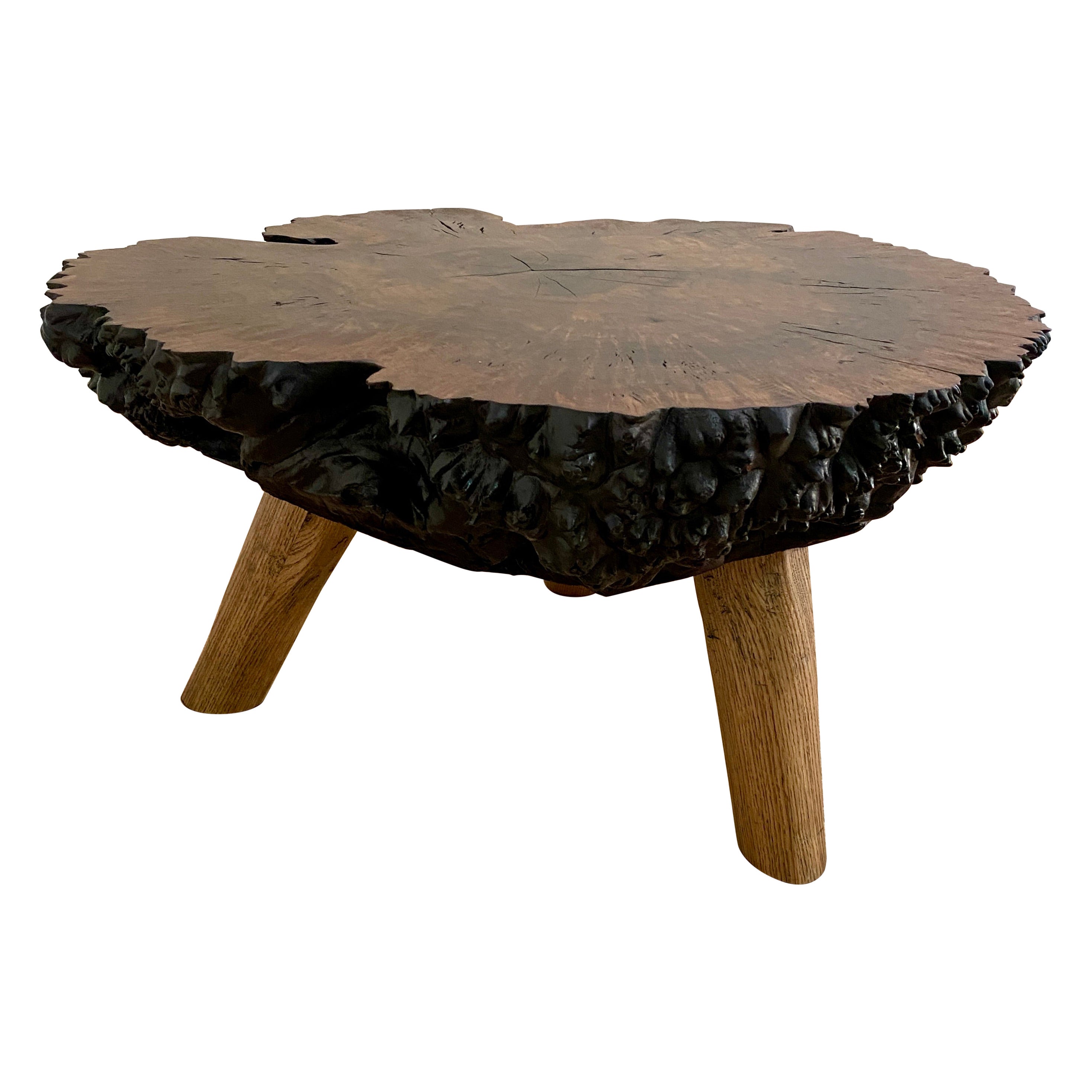 Modern Organic Claro Walnut Burl Wood Coffee Table by Studio Flournoy