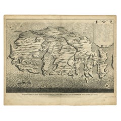 Rare carte ancienne d'une vue oiseau de l'île de Malte, 1729