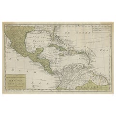 Antique Old Map the Gulf of Mexico, the Caribbean and Northern South America, ca.1765