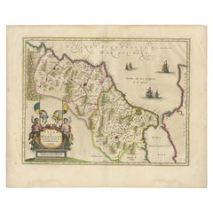 Antique Map of Morocco Showing Towns of Marakesh, Taradant and Fez, 1636