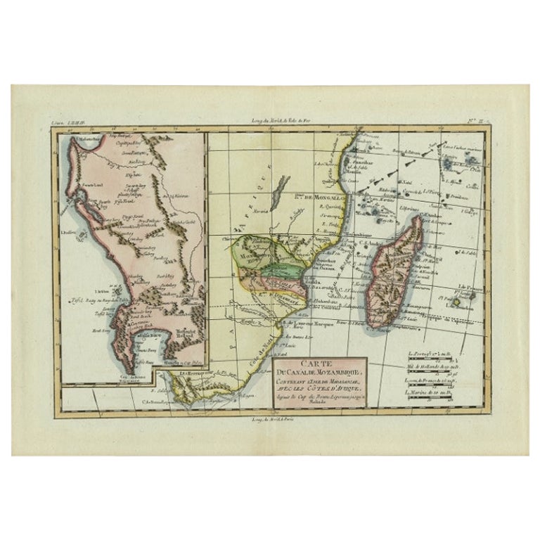 Antique Map of Mozambique and Cape of Good Hope with Kingdom Monomotapa, 1780 For Sale