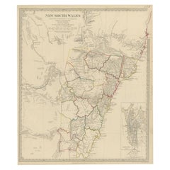Antique Map of New South Wales with an Inset of Sydney, Australia, 1833