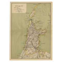 Carte ancienne de Noord- Hollande, province des Pays-Bas, 1902