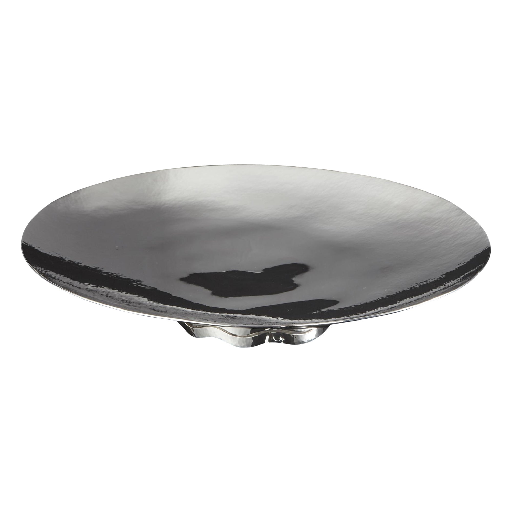 Contemporary Oval Hammered Silver Dish For Sale
