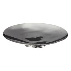 Contemporary Oval Hammered Silver Dish