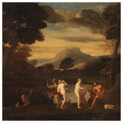 17th Century Oil on Canvas Italian Mythological Painting Judgment of Paris, 1670