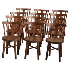 Set of 12 Swedish Modern Solid Pine Chairs, Made at Steneby Hemslöjd, 1975