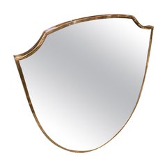 1960s Mid-Century Modern Brass Italian Wall Mirror in the Manner of Giò Ponti