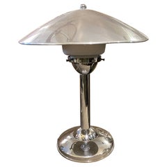 Vintage 1940s Art Deco Chromed Metal Italian Table Lamp