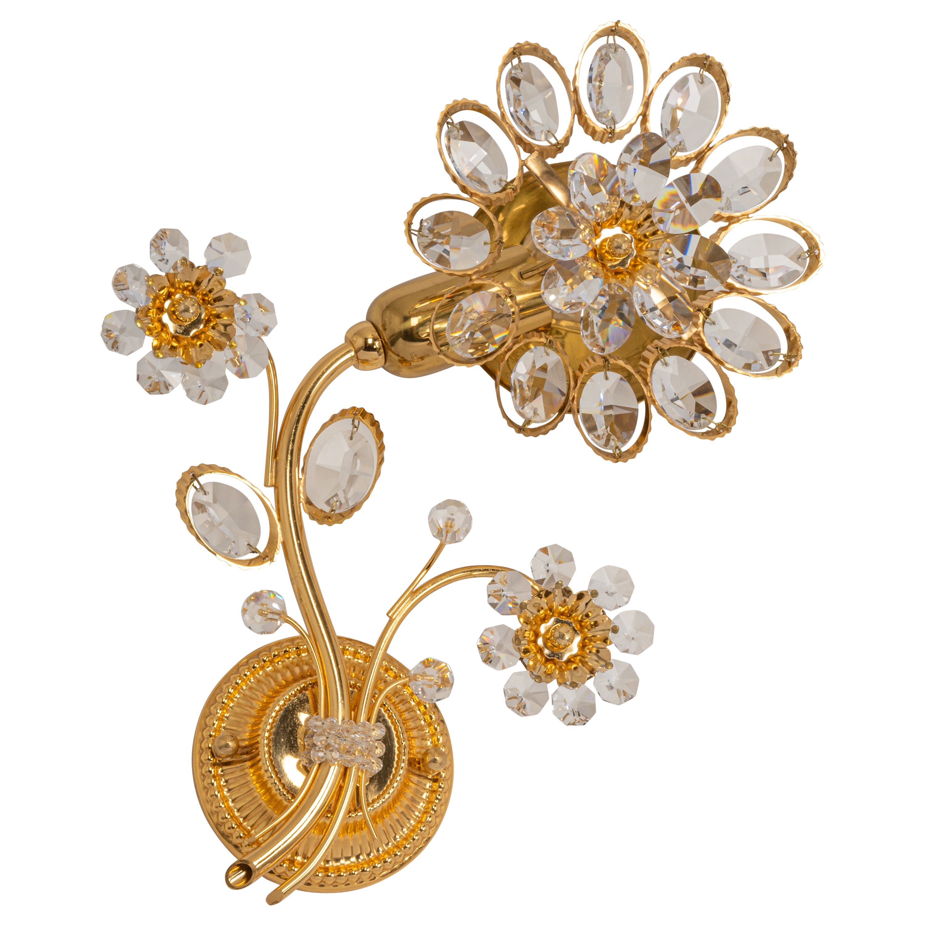 1 di 4 applique a forma di fiore in ottone dorato di Palwa, Germania, anni '70