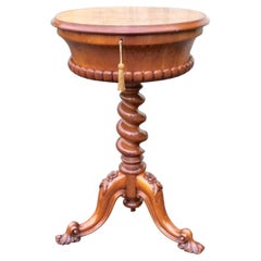 Magnificent Antique Burr Walnut Teapoy Lamp, Occasional Table