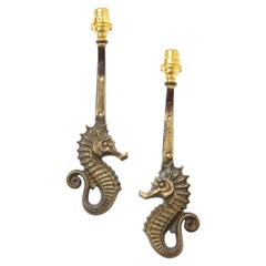 Pair of Bronze Seahorse Shaped Sconces, France 1940's