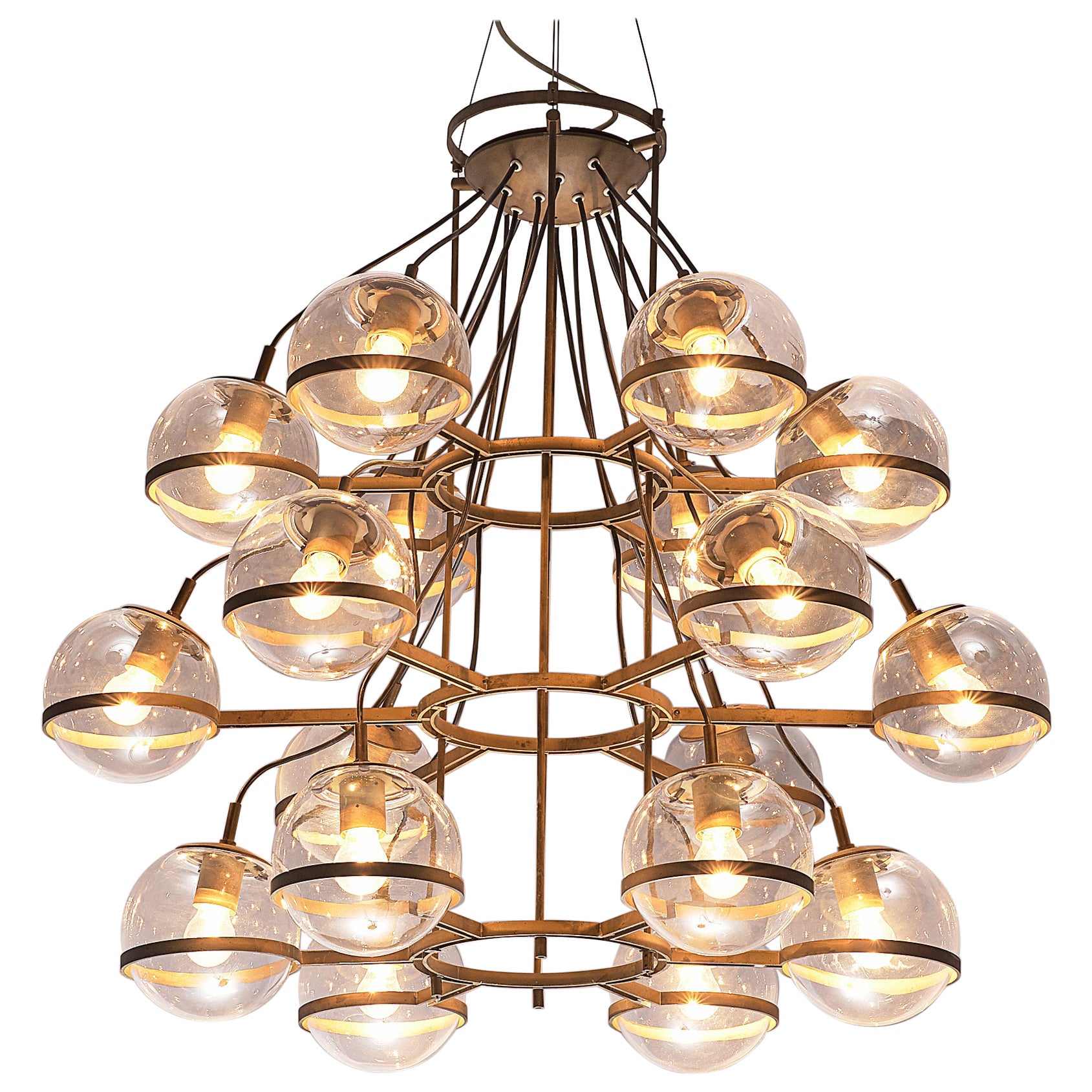 Listing for C: Two large Large French Chandeliers in Brass and Glass
