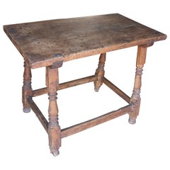 18th Century Spanish Side Table with Round Turned Legs