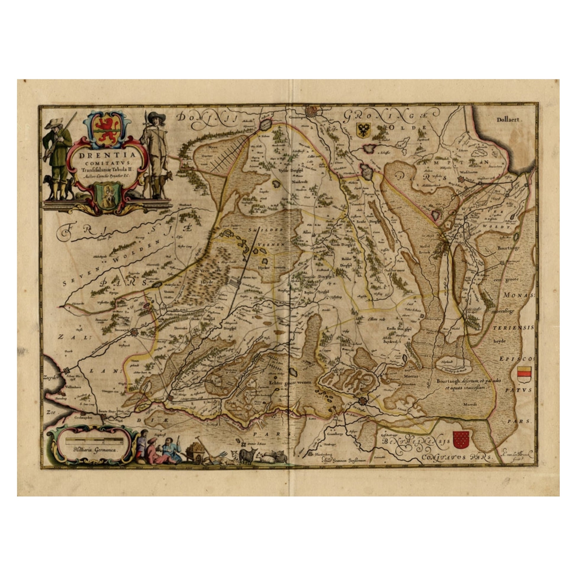 Antique Map of Drenthe, a Province in The Netherlands, 1658 For Sale