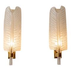 Pair of Italian Midcentury Murano Glass Sconces Attributed to Venini