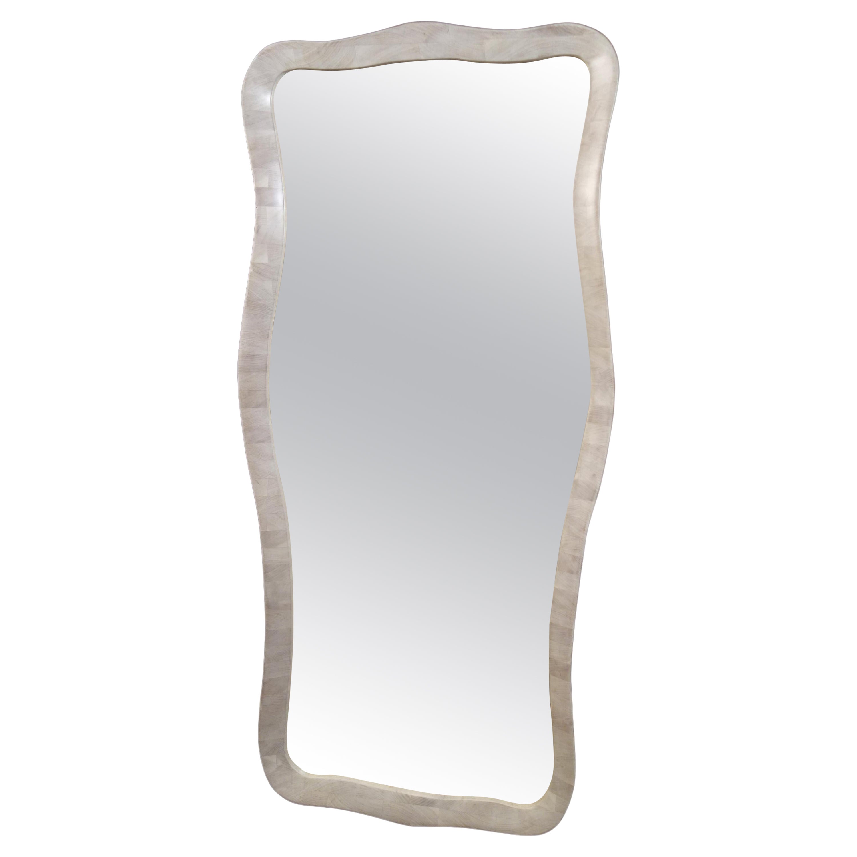 LXV Large Wall Mirror Handcrafted in Bleached Cherry  For Sale