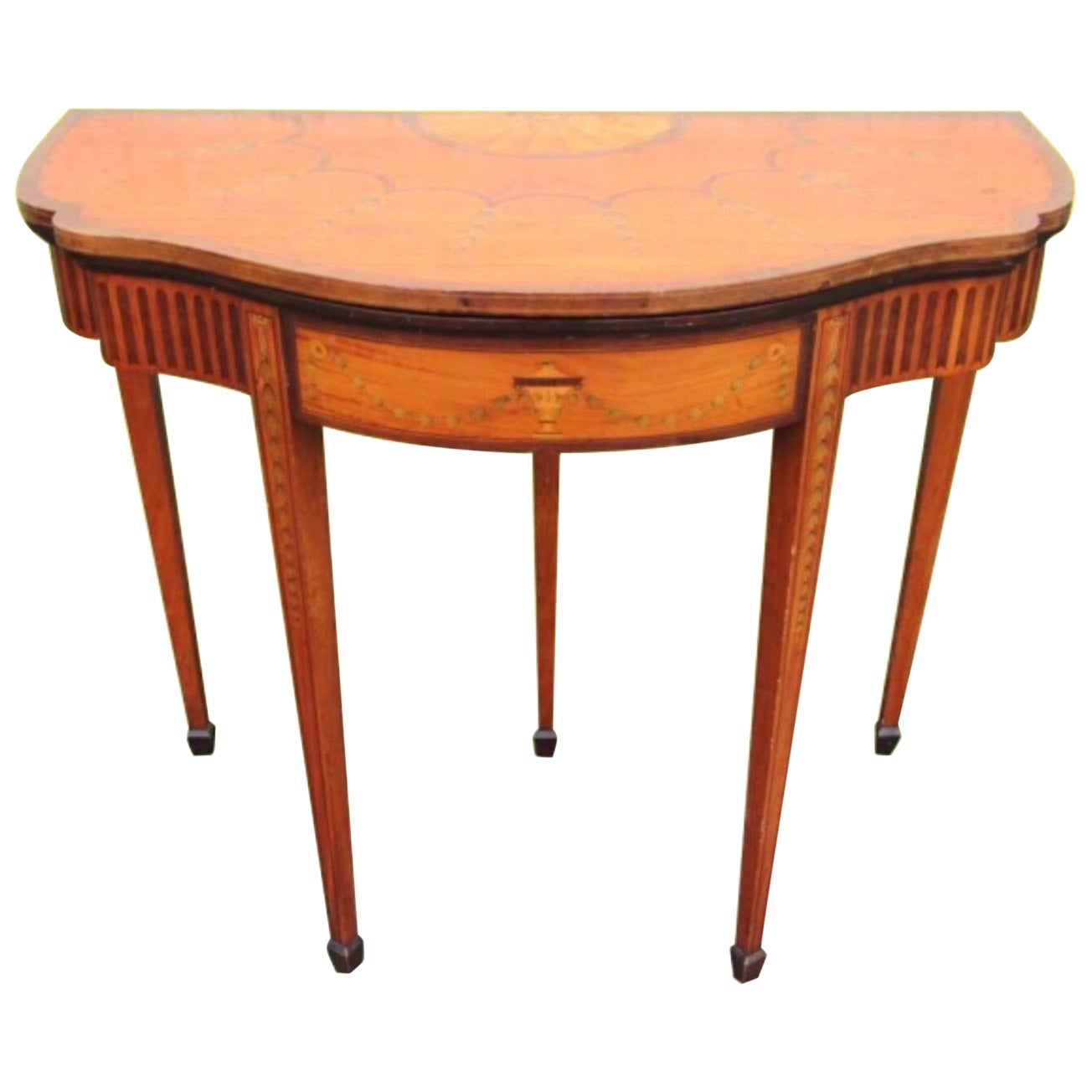 Antique Sheridan Painted Satin Wood Games Table,Card Table