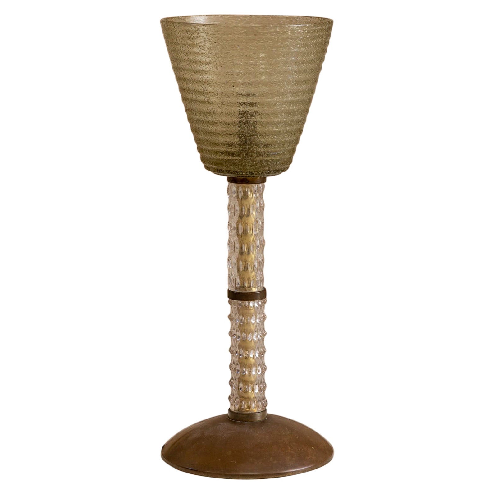 Lampe de table en verre de Murano attribuée à Seguso