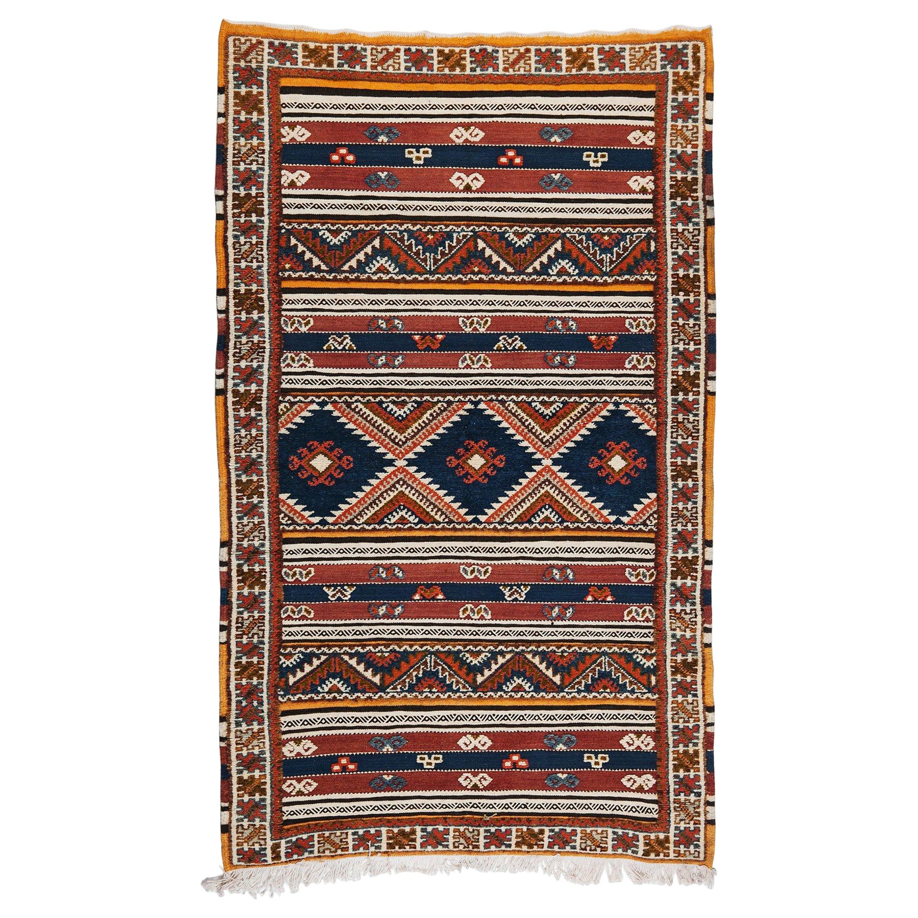 Tapis ou tapis marocain vintage en laine tribale au design géométrique en vente