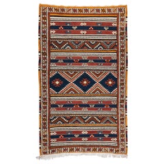 Tapis ou tapis marocain vintage en laine tribale au design géométrique