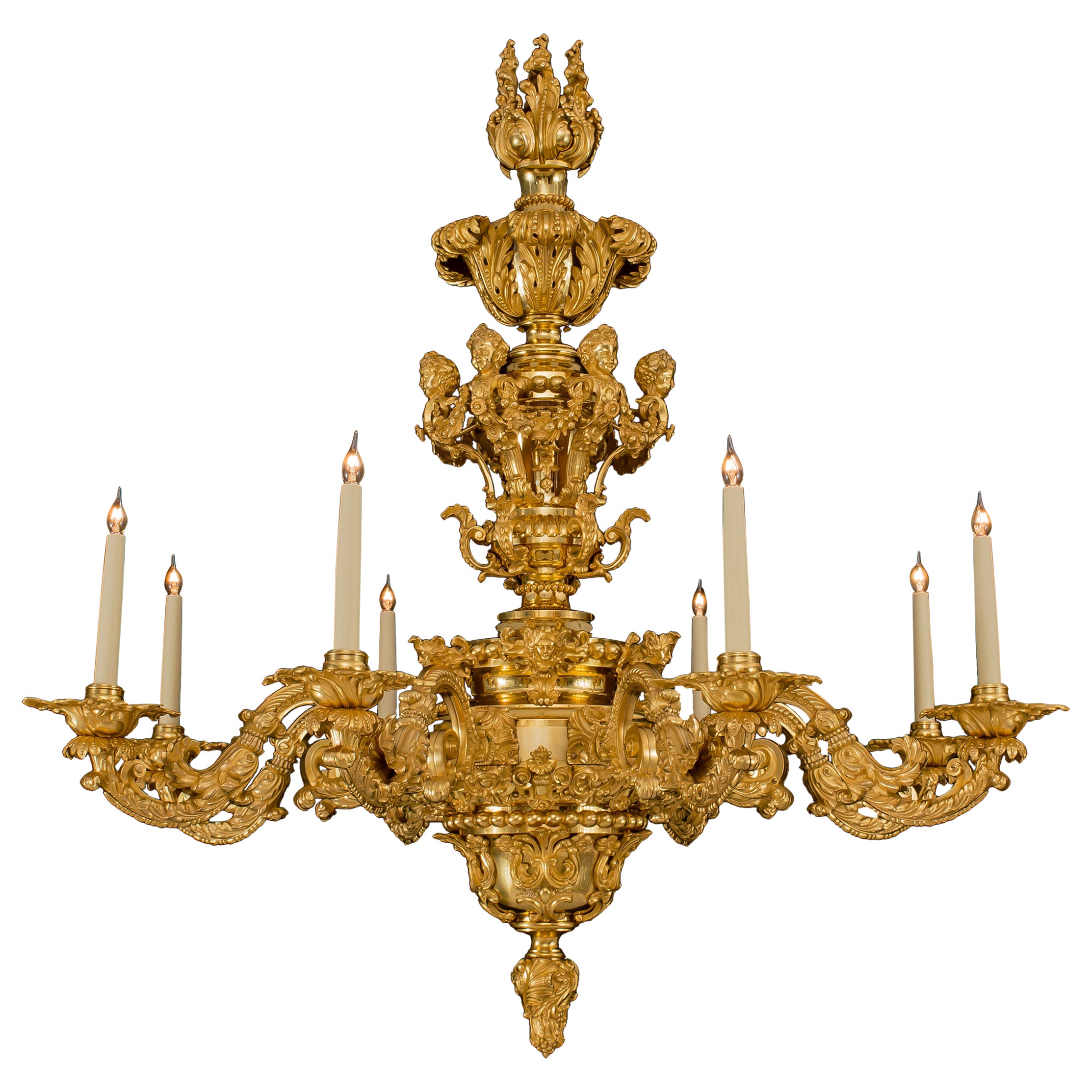 Magnifique lustre en bronze doré d'époque George IV par Messenger & Phipson en vente