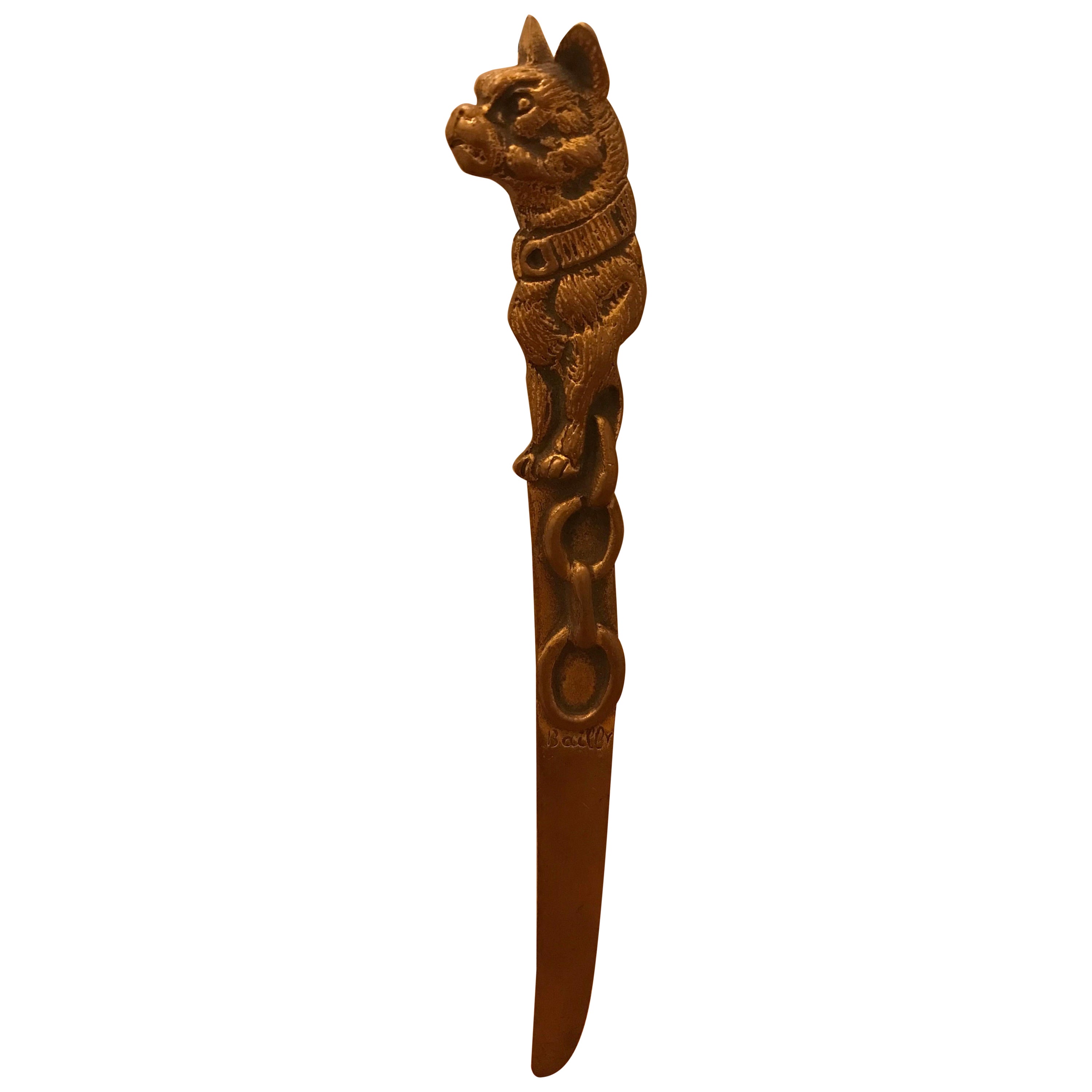 French Bulldog Letter Opener by Bailly, France For Sale
