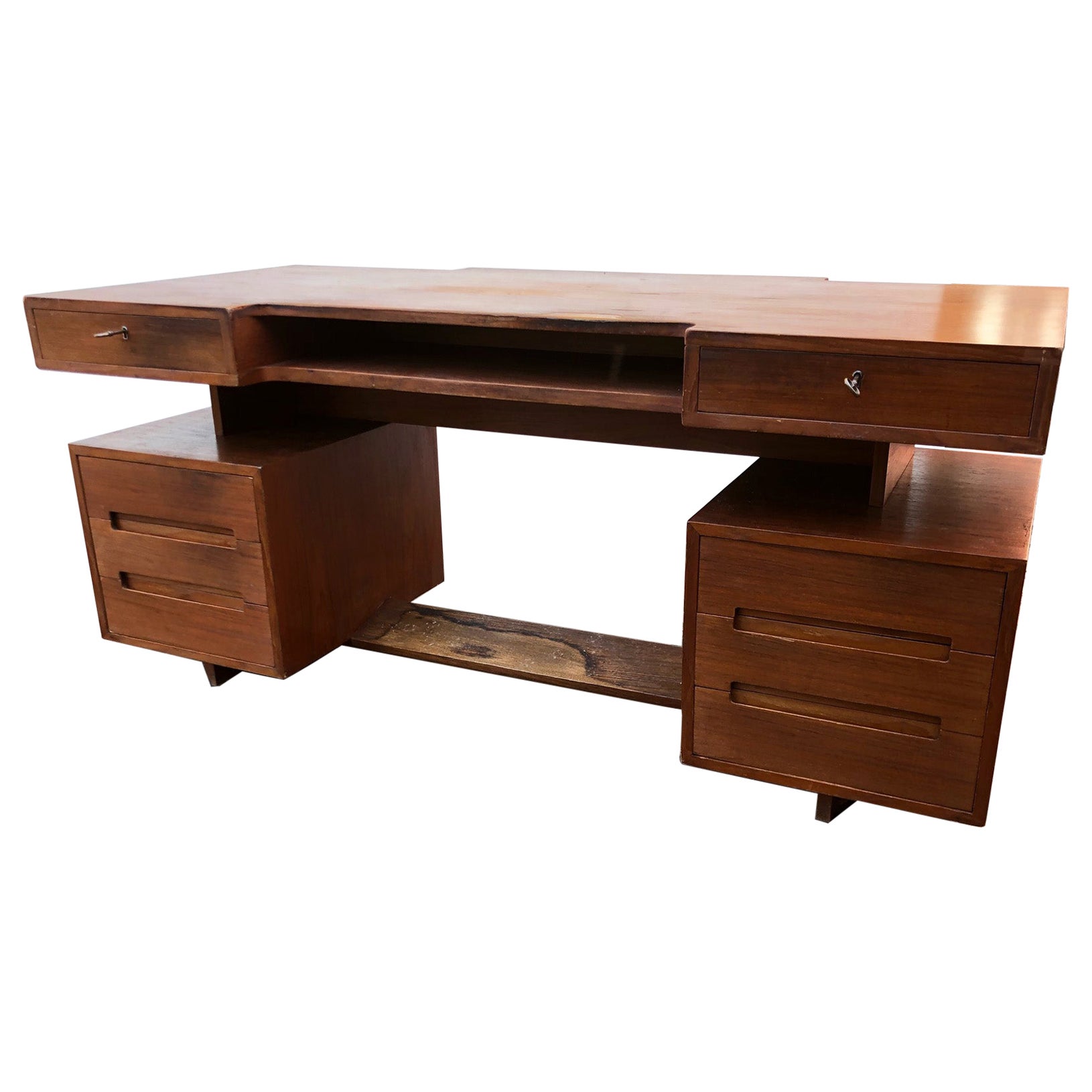 Desk from 1950 with 10 Drawers, Italian Design, Original