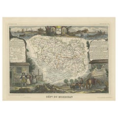 Antique Map of Morbihan in Brittany, France, 1854