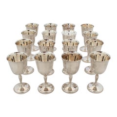 Set of 16 Sterling Silver English Goblets