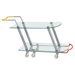 Used MEMPHIS "HILTON" Glass Trolley/BarCart by Javier Mariscal (Design: 1981)