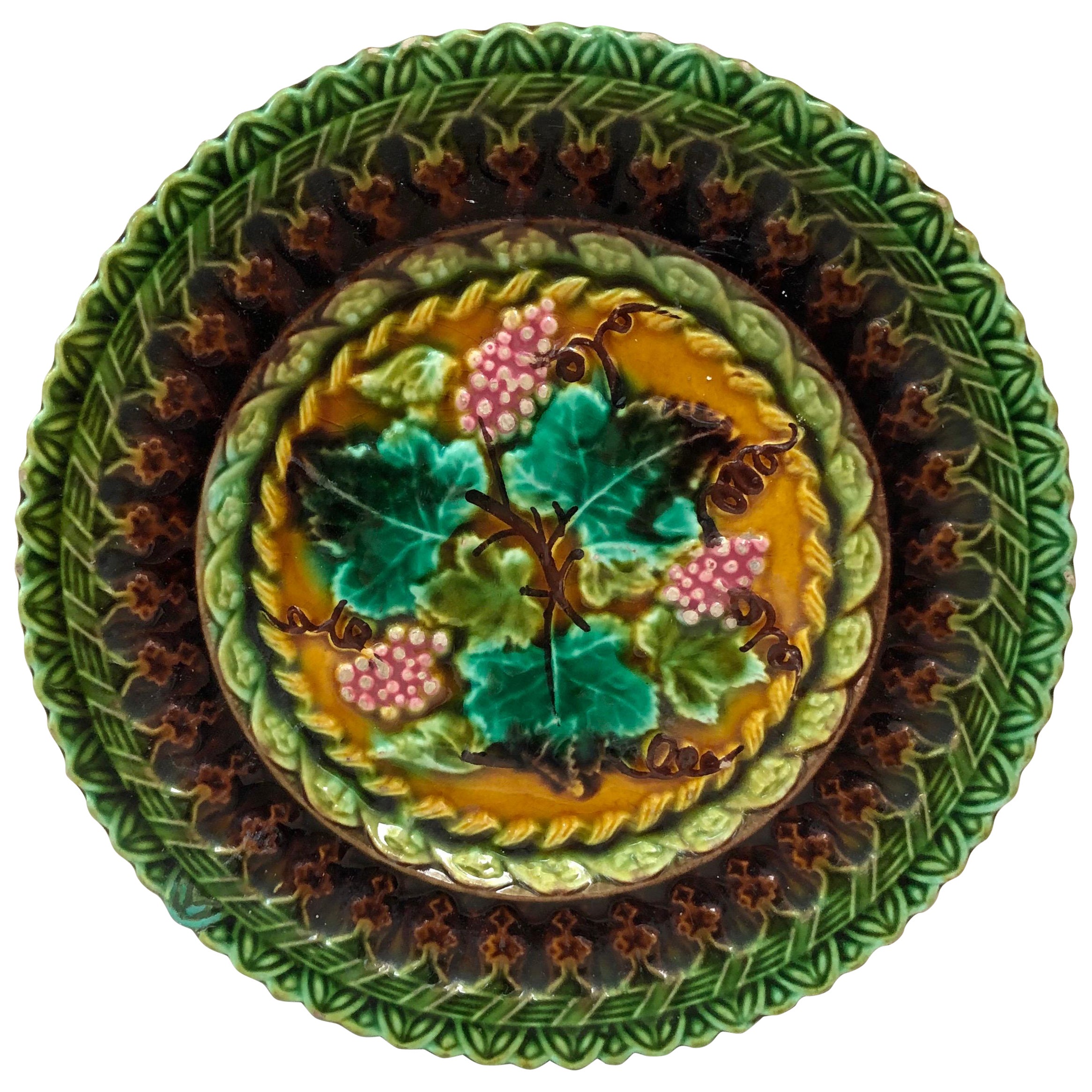 Majolica Reticulated Grape Plate Villeroy Boch Circa 1890