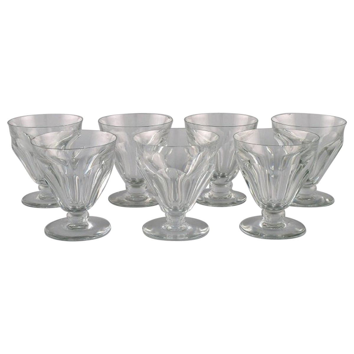 Baccarat, France, Seven Tallyrand Glasses in Clear Mouth-Blown Crystal Glass