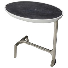 Scala Luxury Uovo Side Table in Polished Nickel and Shagreen